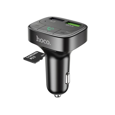 FM-трансмиттер Hoco E59, черный, с дисплеем, USB тип-A, 2 порта, 18 Вт, Quick Charge, 12-24 B, #6931474748447 Превью 1