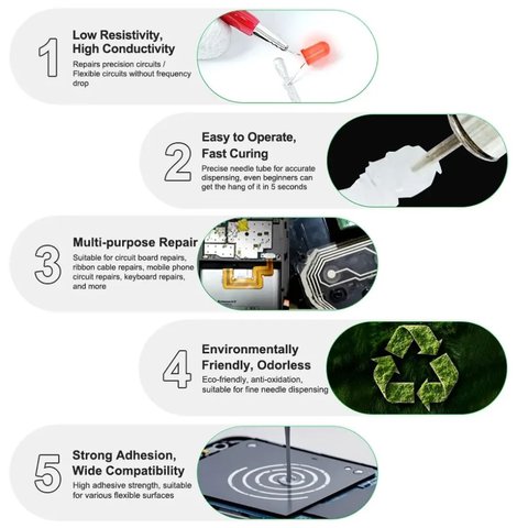 Barniz conductivo RELIFE HW31, 0.2 ml, silver conductive paint Vista previa  5