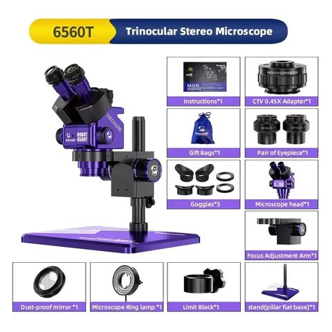 Microscopio Mechanic ROBOT6560T-B11, trinocular, 6,5X-60X Vista previa  7