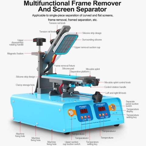 Устройство для расклеивания дисплейного модуля (сепаратор) Sunshine S-918M, с вакуумным насосом, используется для экранов до 7" Превью 9