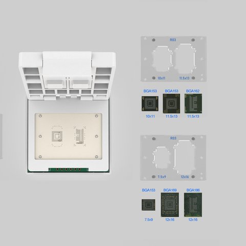 Улучшенная версия 2025 - Адаптер 2 в 1 eMMC / eMCP (169-FBGA,153-FBGA,162-FBGA,186-FBGA) для UFI-Box Превью 5