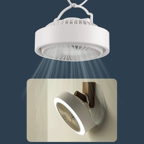 Вентилятор N601, белый, с лампой, с держателем, с аккумулятором, настольный, USB тип-C Превью 5